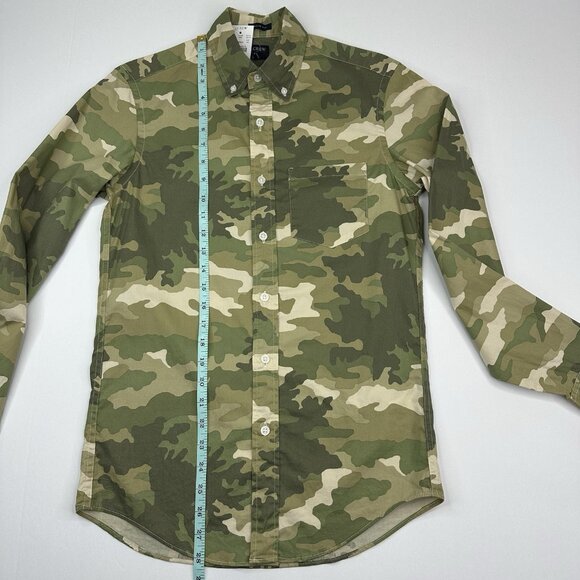 J. Crew Men's NWT Green Camo Button Down Slim-Fit Flex Long Sleeve Shirt XS/C36 - Picture 8 of 11